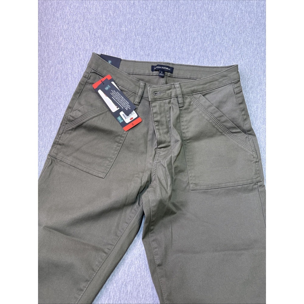 NEW BANANA REPUBLIC High Rise Twill Pants Patch Pocket Ankle Green Womens 8 NWT